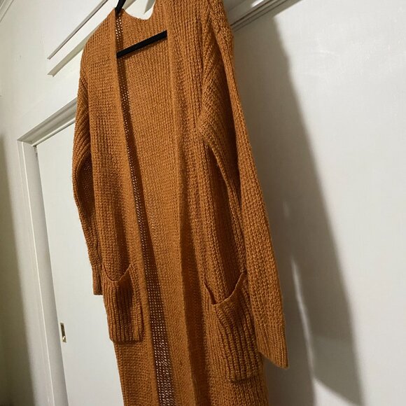 NWOT - Beautiful long sleeve rust/brown/gold maxi sweater/jacket, size L - Picture 4 of 16